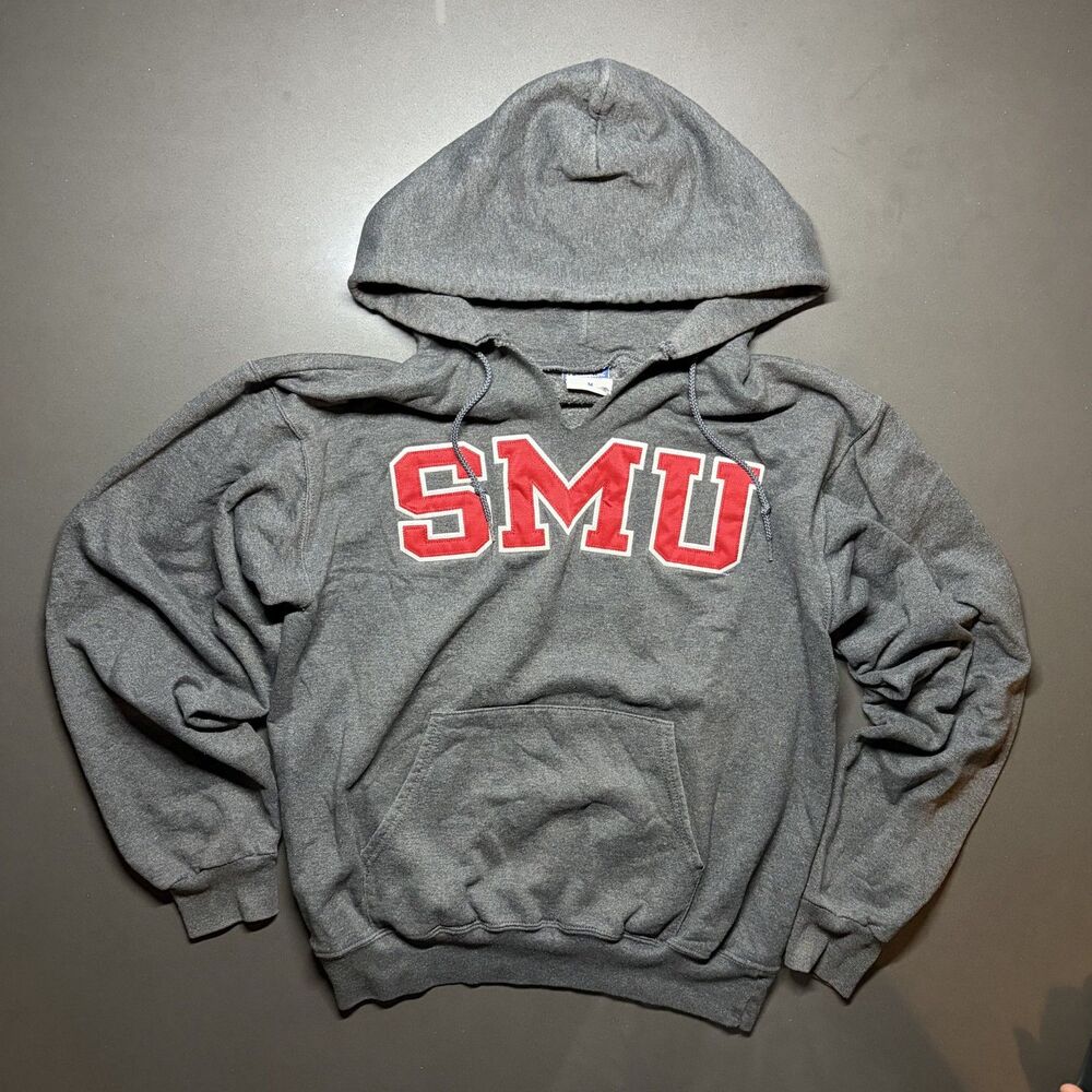 Size M- Champion SMU Southern Methodist University Mustangs Gray Hoodie Spellout